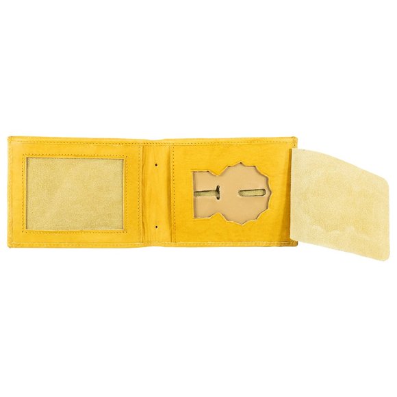 GENUINE LEATHER ID BADGE HOLDER FOR LAW ENFORCEMENT SECURITY, TAN - Picture 3 of 9